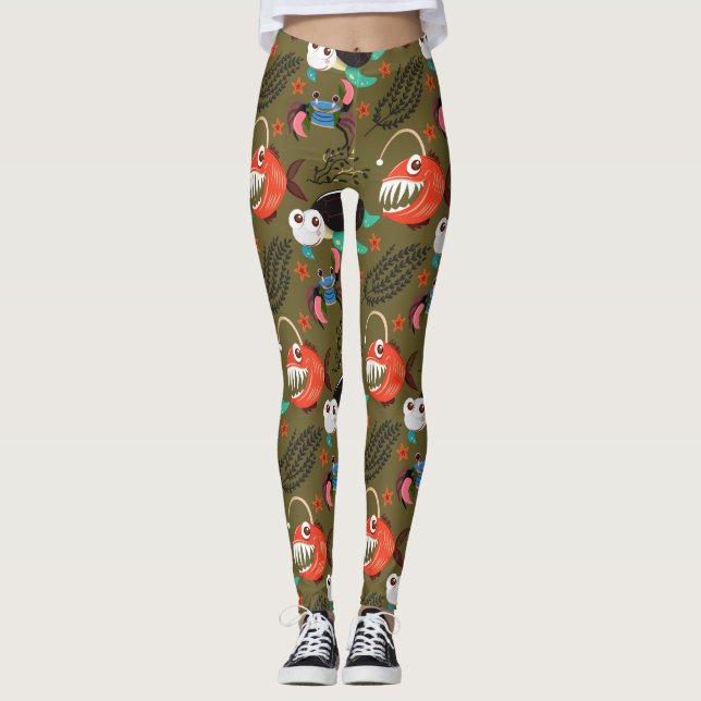 Muster der Wassertiere | Meeresunterwasser 36 Leggings (Vorderseite)