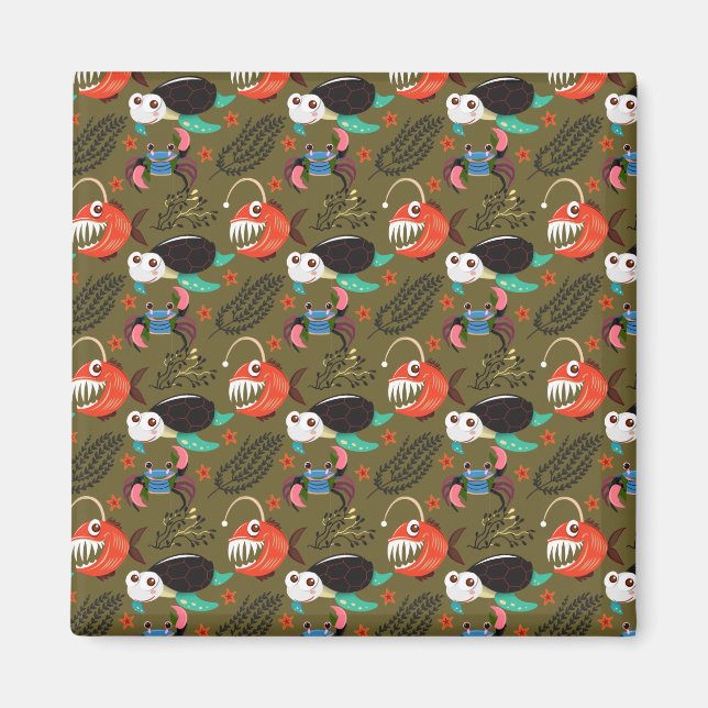 Muster der Wassertiere | Meeresunterwasser 36 Magnet (Vorne)