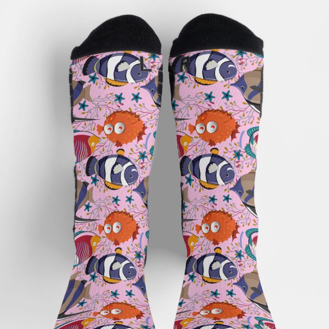 Muster der Wassertiere | Meeresunterwasser 39 Socken (Oben)