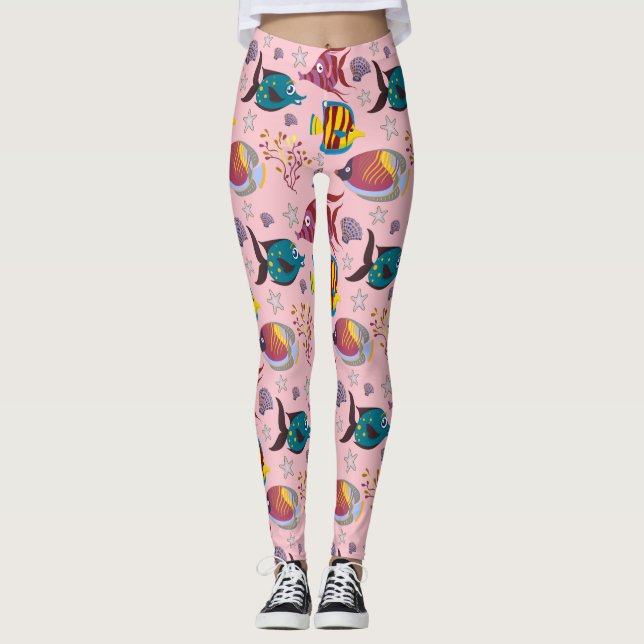 Muster der Wassertiere | Meeresunterwasser 3 Leggings (Vorderseite)