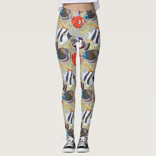 Muster der Wassertiere | Meeresunterwasser 40 Leggings (Vorderseite)
