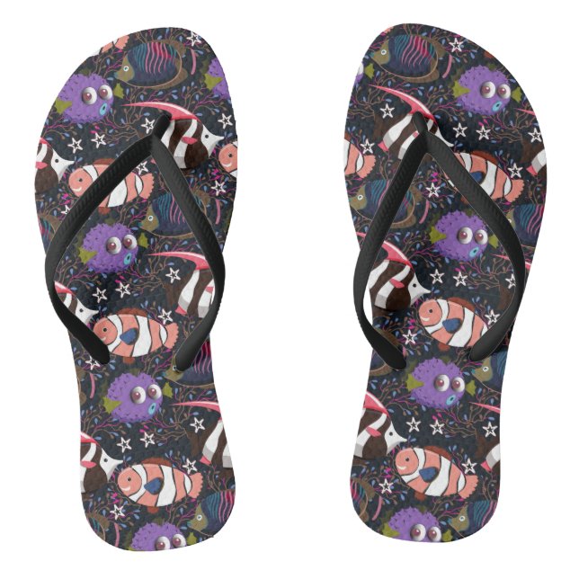Muster der Wassertiere | Meeresunterwasser 47 Flip Flops (Fußbett)