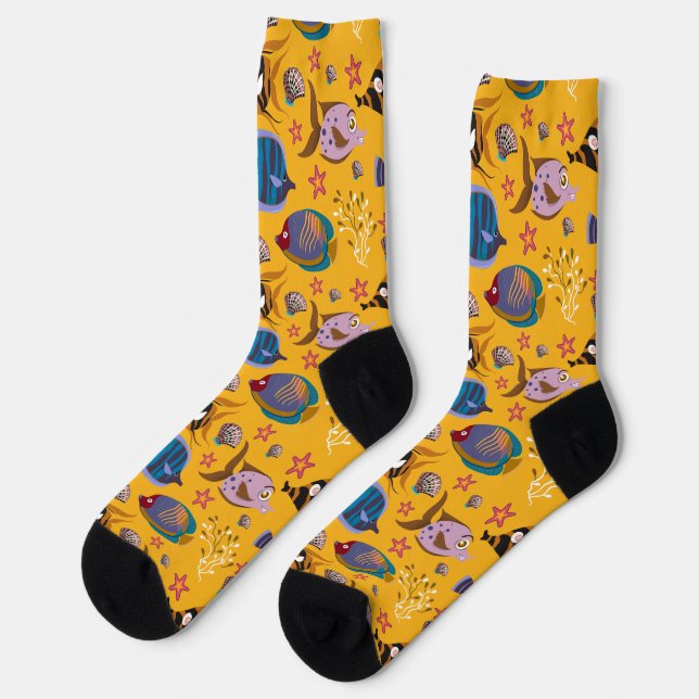 Muster der Wassertiere | Meeresunterwasser 6 Socken (Linkes Detail)