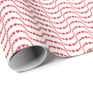 Muster der Wavy Hearts in roter Farbe Geschenkpapier