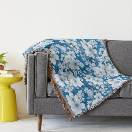 Muster der weißen Blume, blauer Hintergrund, Decke