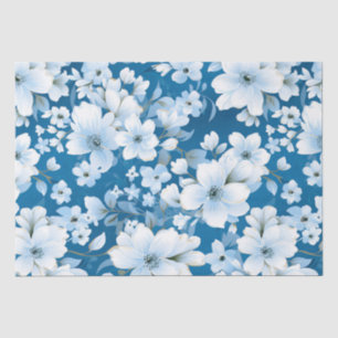Muster der weißen Blume, blauer Hintergrund, Seidenpapier
