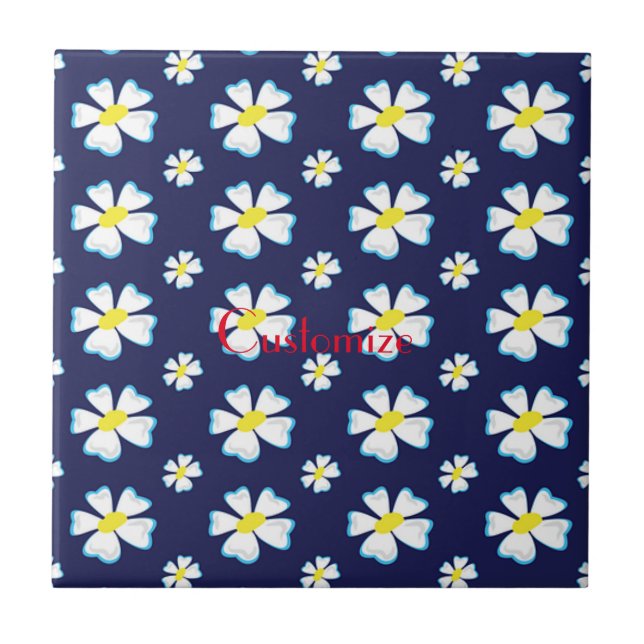 Muster der weißen Blume Thunder_Cove Fliese (Vorderseite)