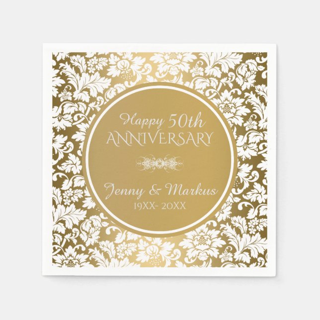 Muster der weißen Damaskus-Flora Serviette (Vorderseite)