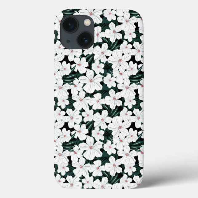 Muster der weißen tropischen Blume Case-Mate iPhone Hülle (Rückseite)