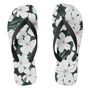 Muster der weißen tropischen Blume Flip Flops