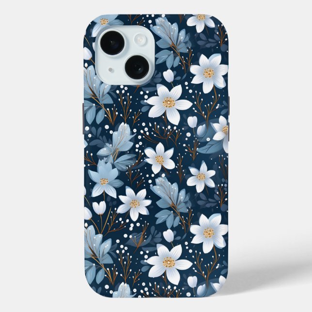 Muster der weißen Winter-Blume Case-Mate iPhone Hülle (Rückseite)
