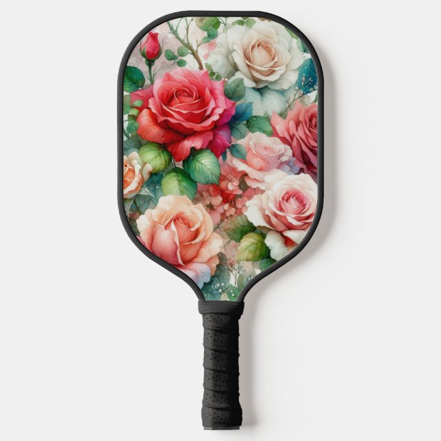 Muster der Whimsikschen Rose Pickleball Schläger (Vorderseite)
