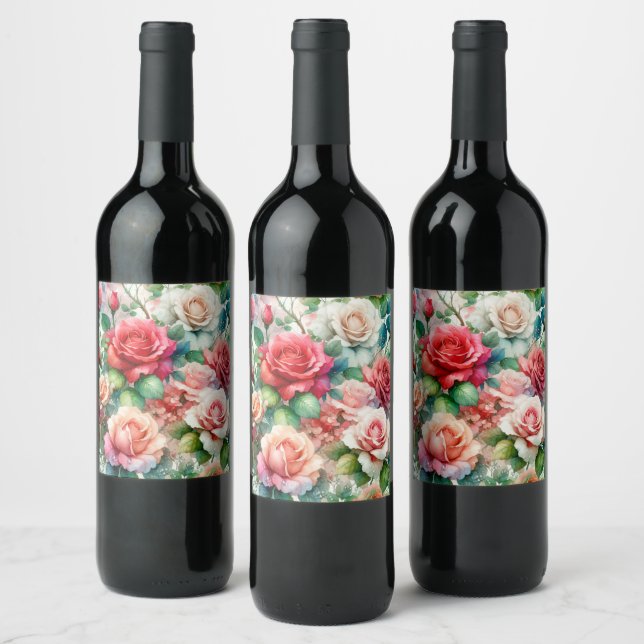 Muster der Whimsikschen Rose Weinetikett (Flaschen)