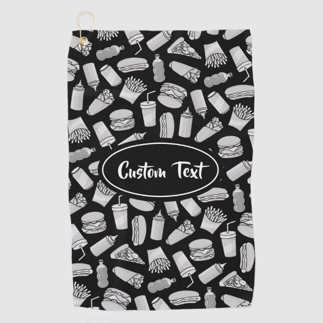 Muster der White Fast Food Icons Golfhandtuch (Vorderseite)