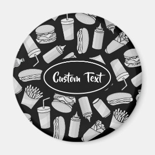 Muster der White Fast Food Icons Magnet