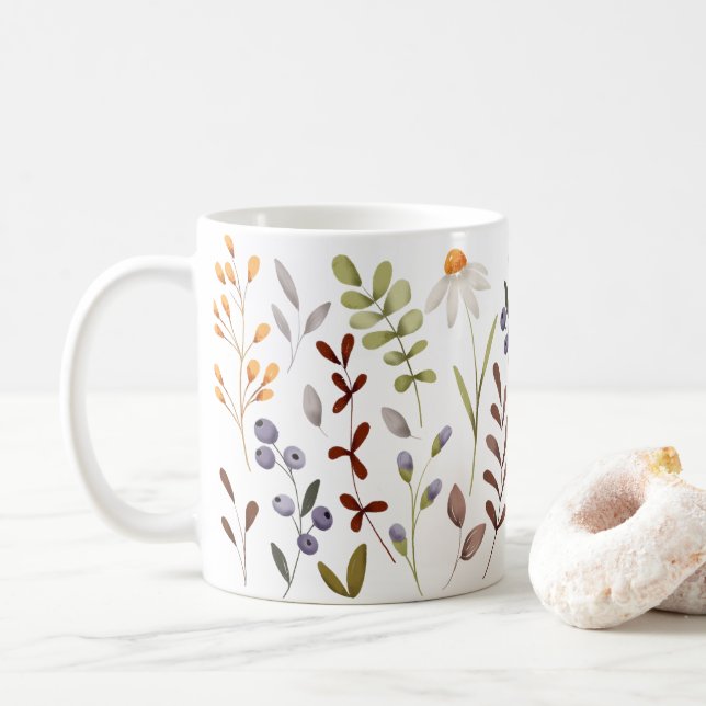Muster der Wilden Blume im Herbst Kaffeetasse (Mit Donut)