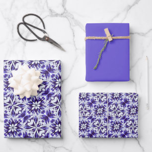 Muster der wirbelfarbenen Fliese - in lila Geschenkpapier Set