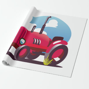 Muster der Zugmaschine (blauer Hintergrund) Geschenkpapier