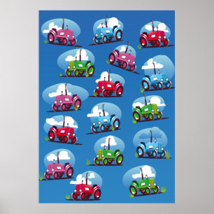 Muster der Zugmaschine (blauer Hintergrund) Poster