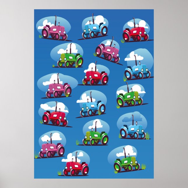 Muster der Zugmaschine (blauer Hintergrund) Poster (Vorne)