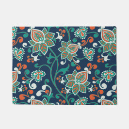 Muster des Aquamarinen roten Blumenmusters Fußmatte