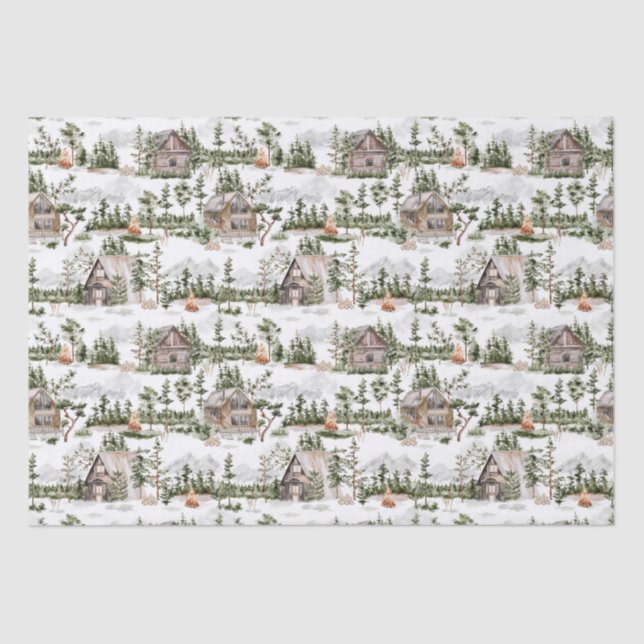 Muster des Aquarellwaldes Seidenpapier (Vorderseite)