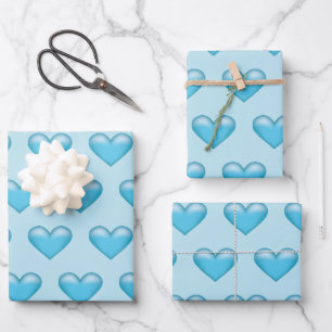 Muster des blauen Herzens Geschenkpapier Set