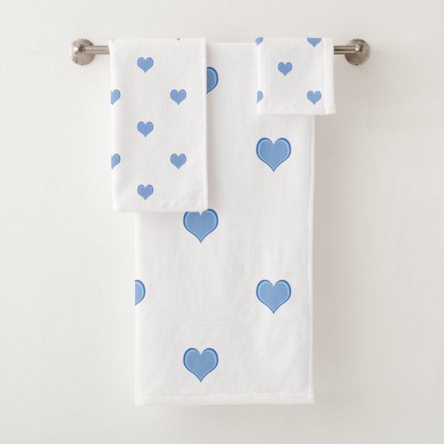 Muster des blauen und weißen Herzens Badhandtuch Set (Insitu)
