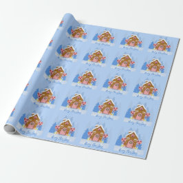 Muster des Blauen Wrapping-Papiers des Gingerbrot  Geschenkpapier