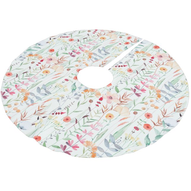 Muster des Blumengartens Polyester Weihnachtsbaumdecke (Schrägansicht)