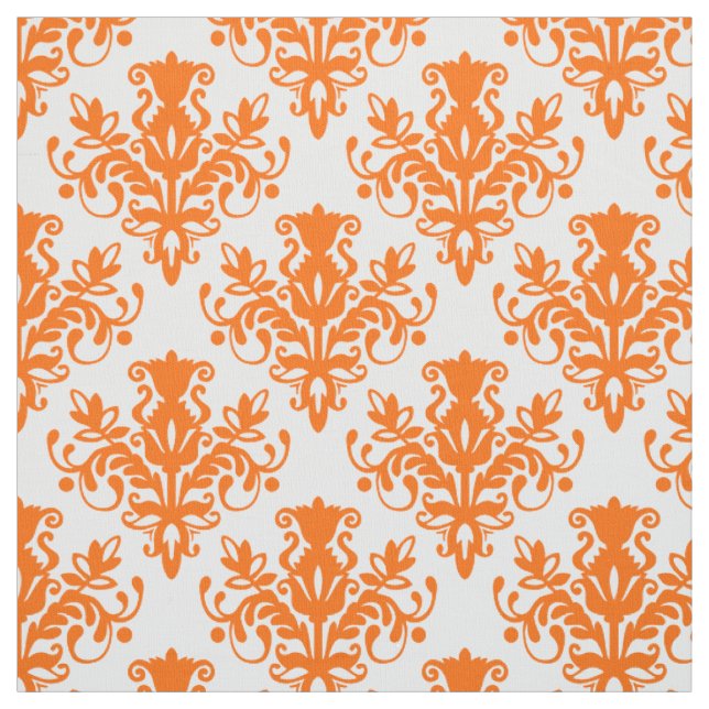Muster des Damast-02 - Orange auf Weiß Stoff (Muster)