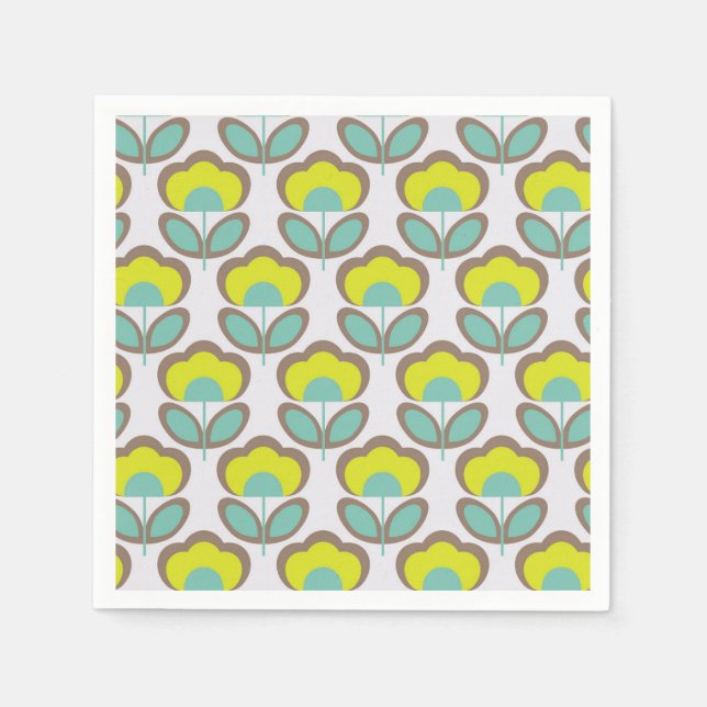 Muster des floralen Retro-Siebzigers Serviette (Vorderseite)