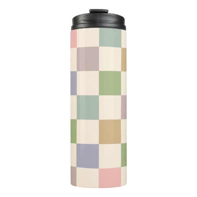 Muster des gekreuzten geometrischen Retro-Schachbr Thermosbecher (Vorderseite)