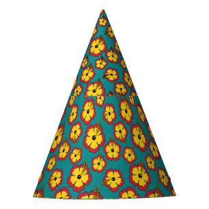 Muster des gelben roten Hibiskus für tropische Blu Partyhütchen