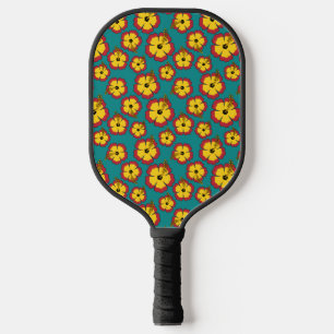 Muster des gelben roten Hibiskus für tropische Blu Pickleball Schläger