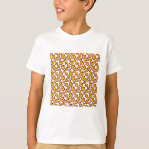 Muster des gelben roten Hibiskus für tropische Blu T-Shirt