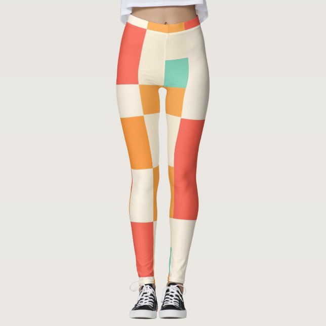 Muster des geometrischen Farbblocks Leggings (Vorderseite)