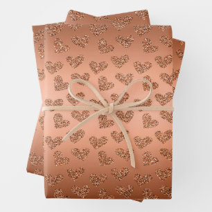 Muster des Glitzer für Kupferherde Geschenkpapier Set