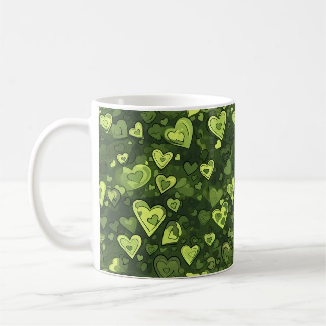 Muster des grünen Herzens Kaffeetasse (Links)