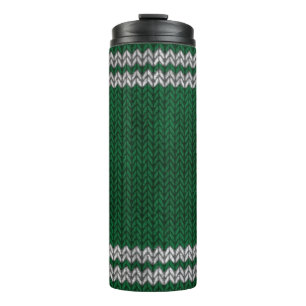 Muster des grünen Stricks Thermosbecher