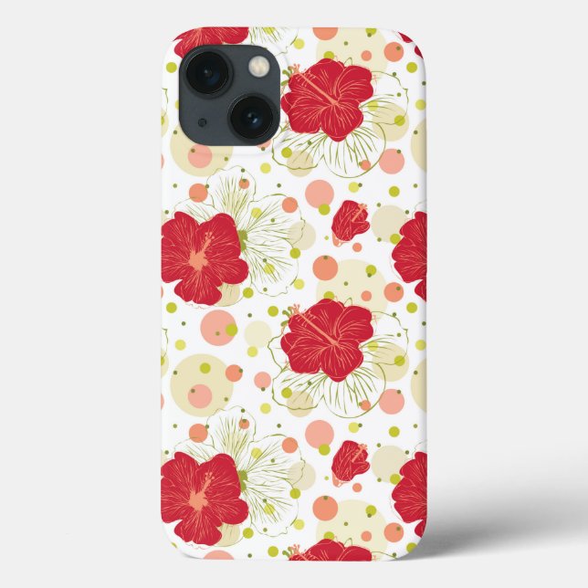 Muster des handgezeichneten Hibiskus Case-Mate iPhone Hülle (Rückseite)