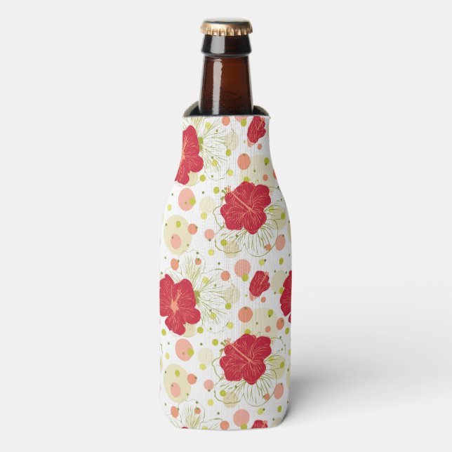 Muster des handgezeichneten Hibiskus Flaschenkühler (Flaschenvorderseite)