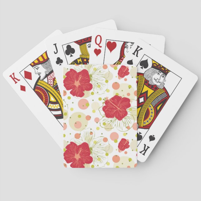 Muster des handgezeichneten Hibiskus Spielkarten (Rückseite)