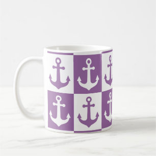 Muster des Kreuzschiffs - Lila und weiß Kaffeetasse