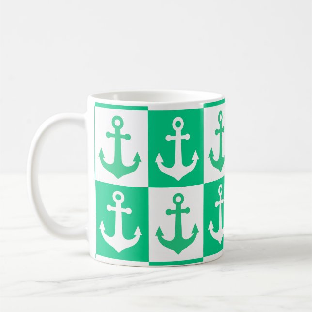 Muster des Kreuzschiffs - Ozeangrün Kaffeetasse (Links)
