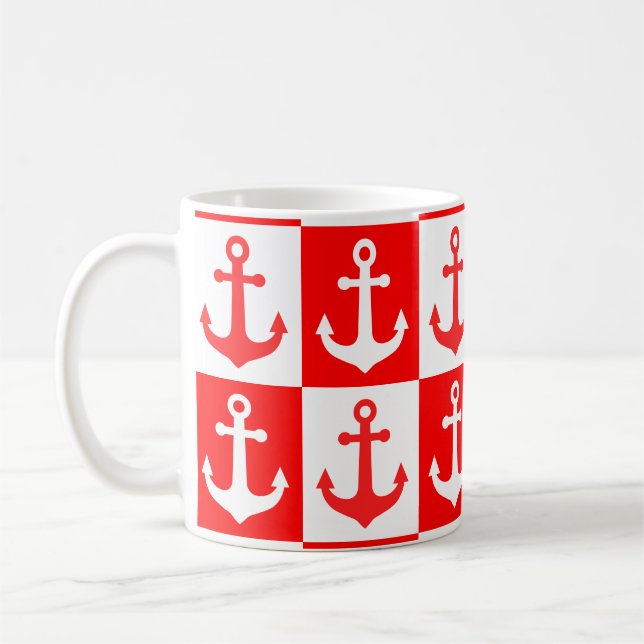 Muster des Kreuzschiffs - rot und weiß Kaffeetasse (Links)