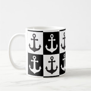 Muster des Kreuzschiffs - Schwarz/Weiß Kaffeetasse