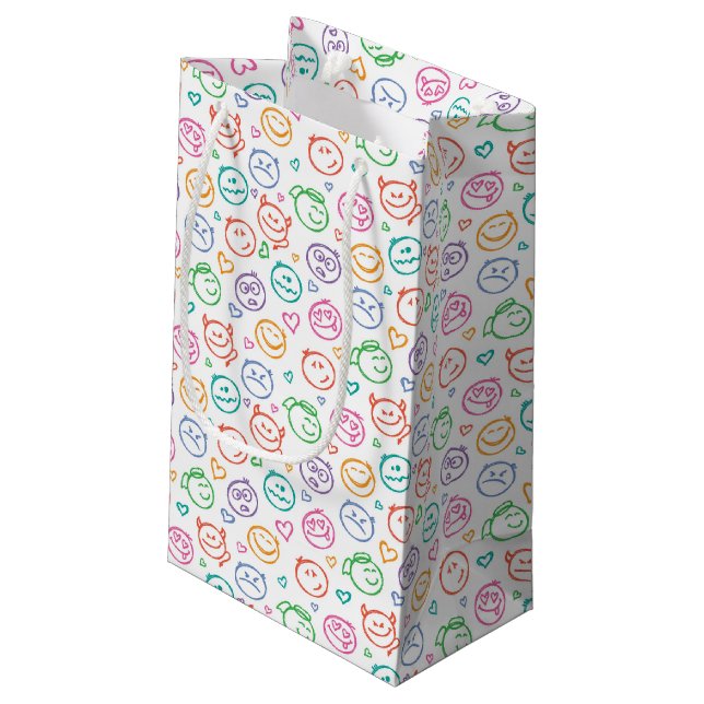 Muster des Lächelns Kleine Geschenktüte (Rückseite Schrägansicht)