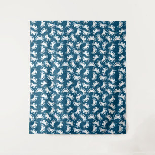 Muster des Musters "White and Blue Seamless Crab" Wandteppich