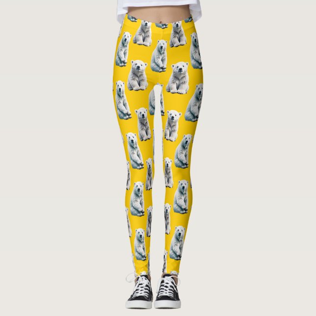 Muster des Polarbärs auf Gelb Leggings (Vorderseite)